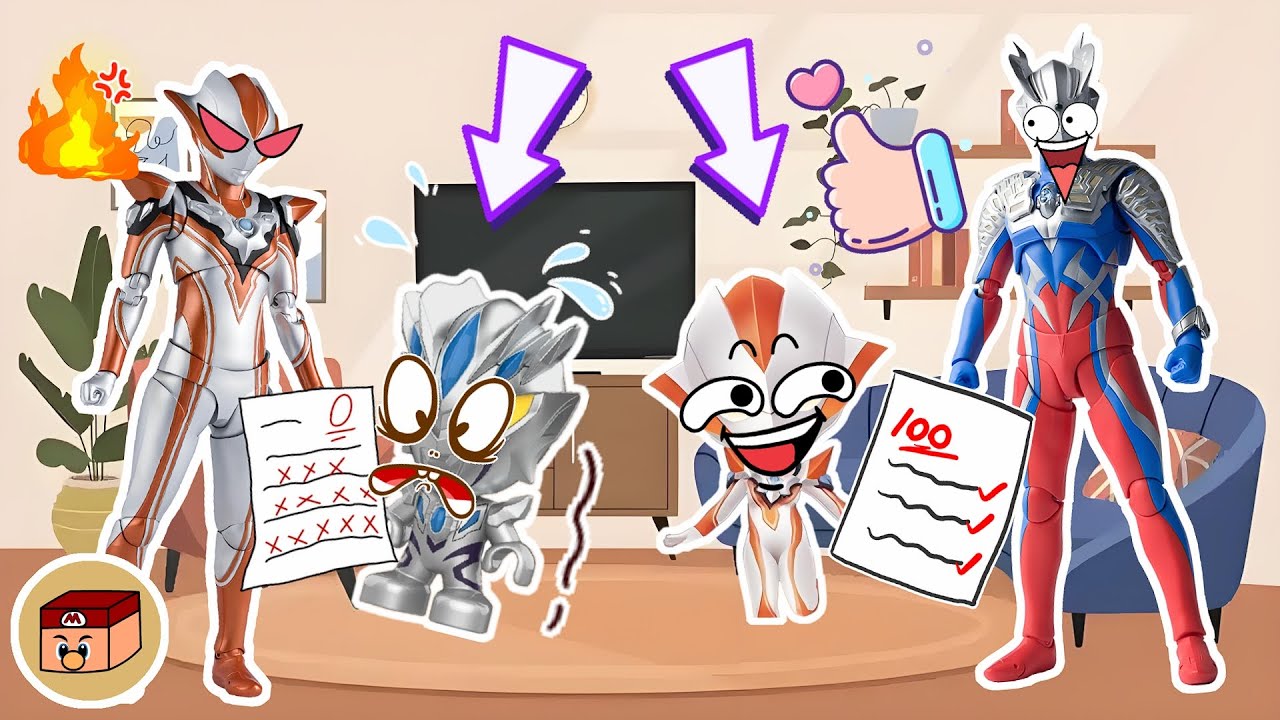 【超級奧特曼】要挨打啦！小賽羅只考了0分！小格麗喬居然考了100分！#奧特曼 #鹹蛋超人 #貝利亞 #迪迦 #賽羅 #ultraman