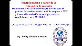 Ejercicio resuelto termoquimica, energia interna a partir de entalpia reaccion qmc Ejercicio resuelto termoquimica, energia interna a partir de entalpia reaccion qmc