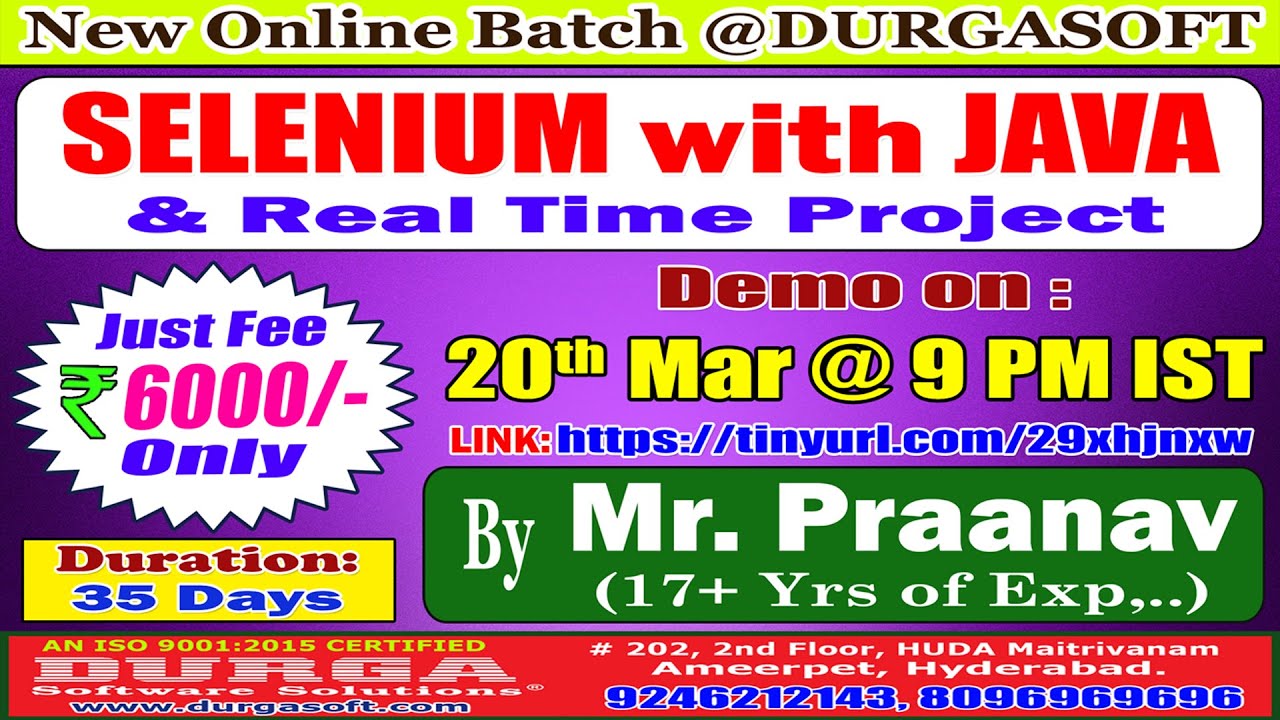 SELENIUM with JAVA Online Training @ DURGASOFT - YouTube