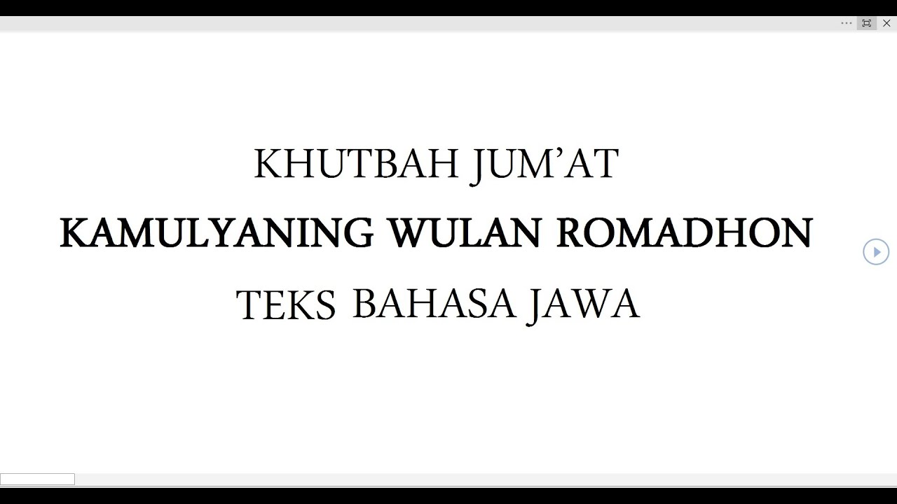 Khutbah Jum'at Ramadhan (Bahasa Jawa)