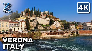 [4K] Walking in Verona, Italy - city of Romeo and Juliet (with natural city sounds)