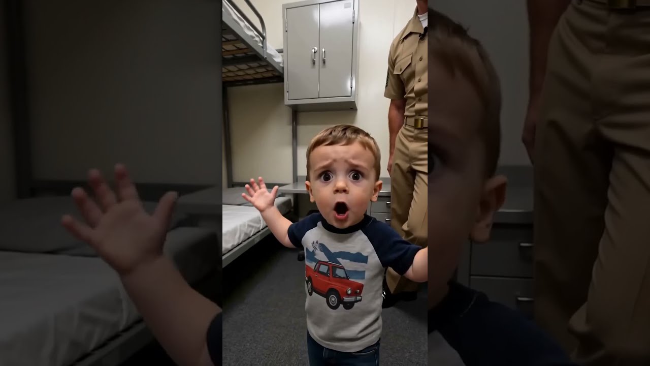 “I would cry!” 😭 Toddler Reacts to His Marine Uncle’s Barracks Room! #ytshorts #philippines