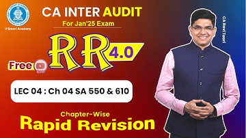 🚀04 Audit Revision | Ch 04 SA 550 & 610| CA Inter FastTrack RR 4.0 | Jan