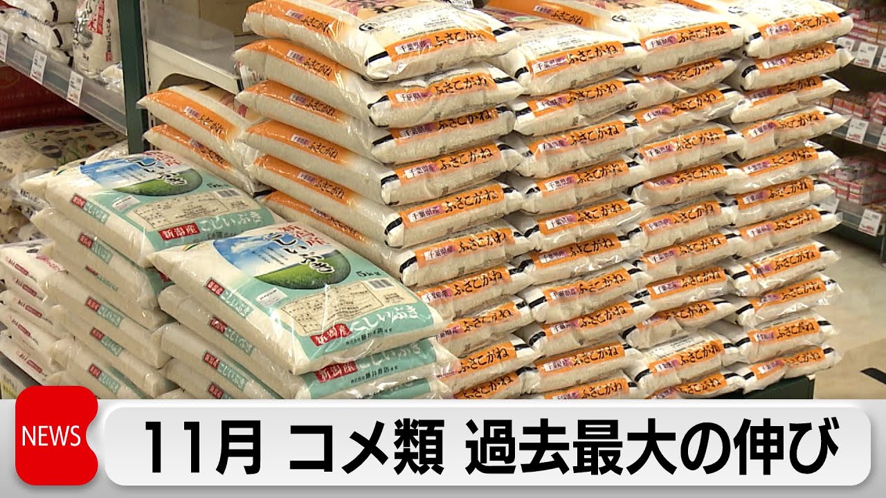 11月全国物価2.7％上昇 3カ月ぶりの拡大 コメ価格は過去最大の伸び 