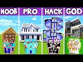 Minecraft: FAMILY HIGH TECH MANSION BUILD CHALLENGE - NOOB vs PRO vs HACKER vs GOD in Minecraft