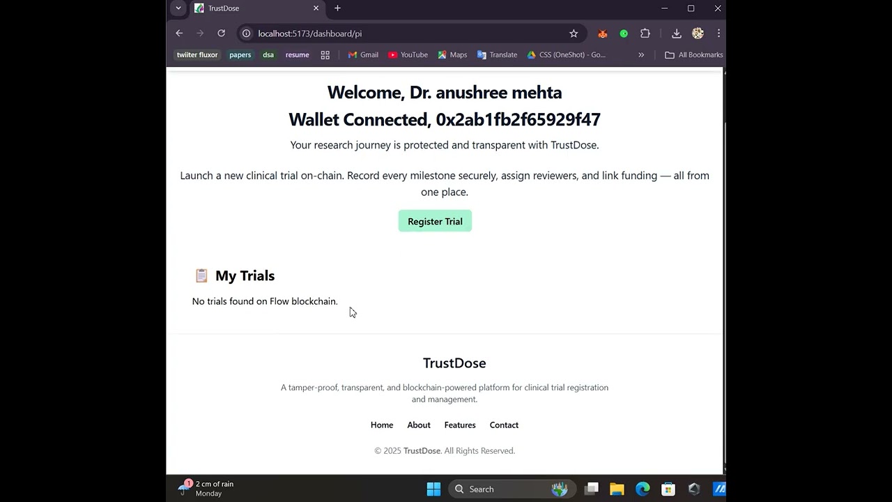 TrustDose: Blockchain & AI for Transparent, Verifiable Clinical Trials | SIH 2025