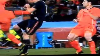 Nigel de Jong's Kung Fu Kick On Xabi Alonso Has To Be The Worst Foul From The 2010 World Cup