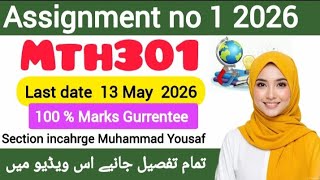 MTH301 Assignment 1 Solution 2026 | Calculus II | Muhammad Yousaf l|| MTH301"#mth301