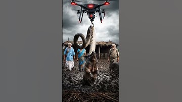 ड्रोन ने किया करिश्मा! 🚁 सांप से सुअर को बचाया! 🐍🐖🤯 #Drone #Rescue #Snake #Pig #CGI #India