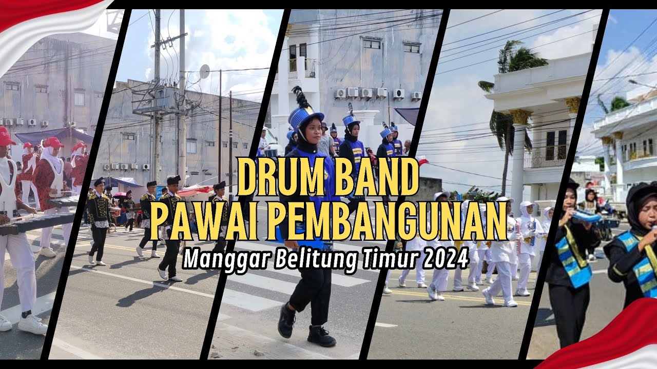 Penampilan Drumband Pengiring Pawai Pembangunan 2024 di Manggar Belitung Timur