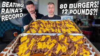 80 PATTY FATTY CHEESEBURGER CHALLENGE! CAN I BEAT RAINA'S RECORD!