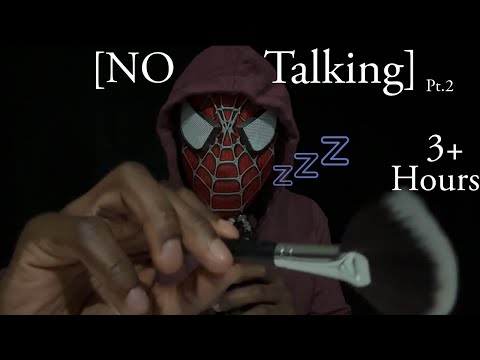 ASMR Brushing Your Face to Sleep with Mouth Sounds 3 hours [No Talking]