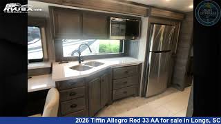 Beautiful 2026 Tiffin Allegro Red 33 AA Class A RV For Sale in Longs, SC | RVUSA.com