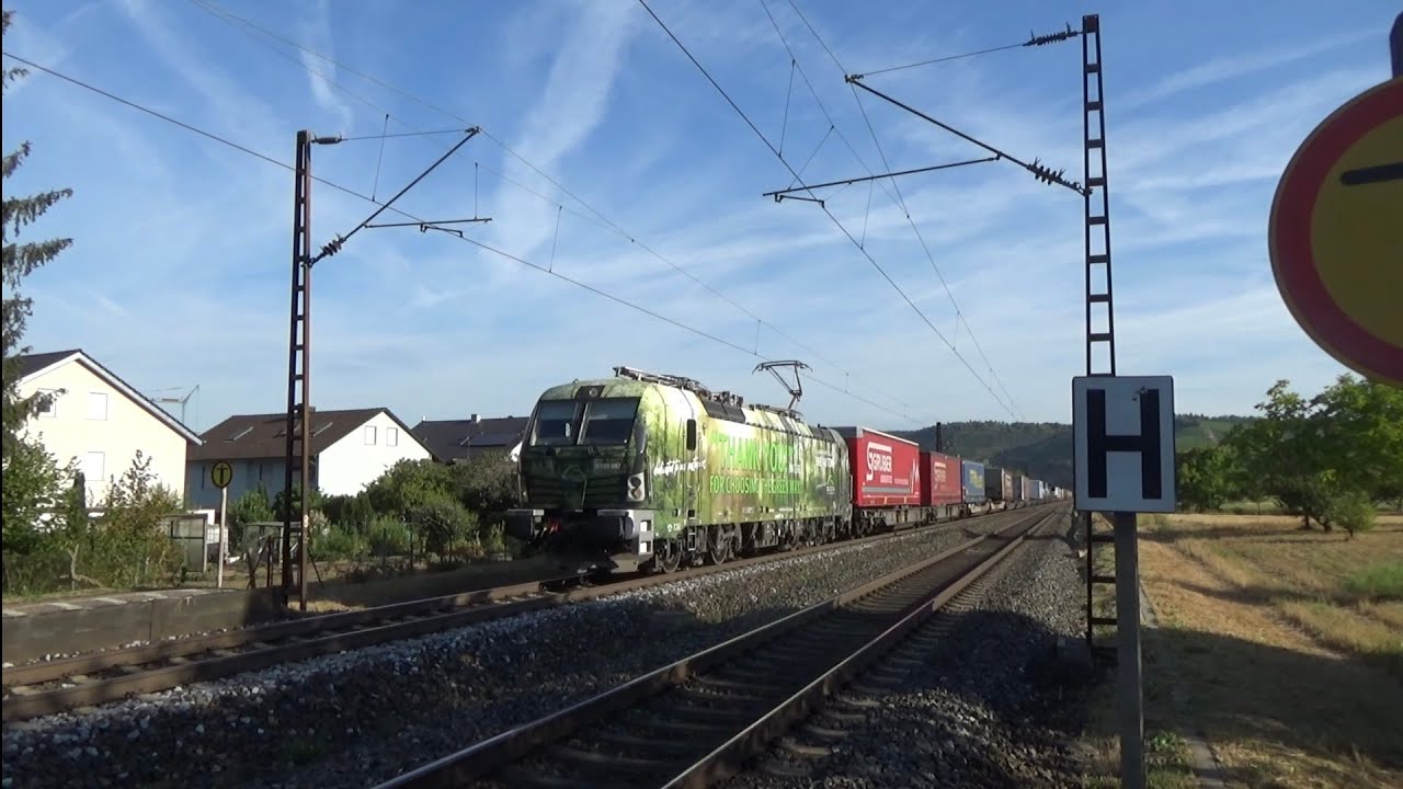🇩🇪 6193 087 (Rpool) bei der Durchfahrt mit einem Güterzug in Himmelstadt Richtung Würzburg