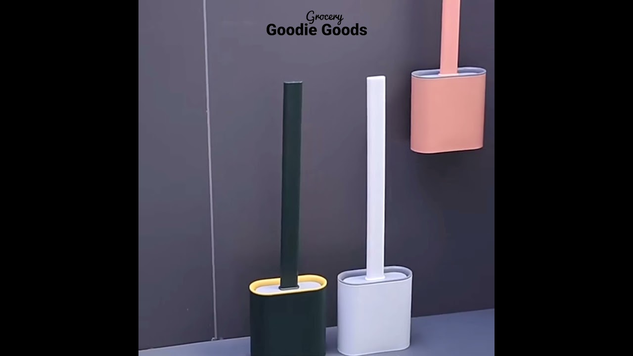Silicone Flex Toilet Brush with Holder,No-Slip Long Handle Toilet Brush with Holder, Standing Holder