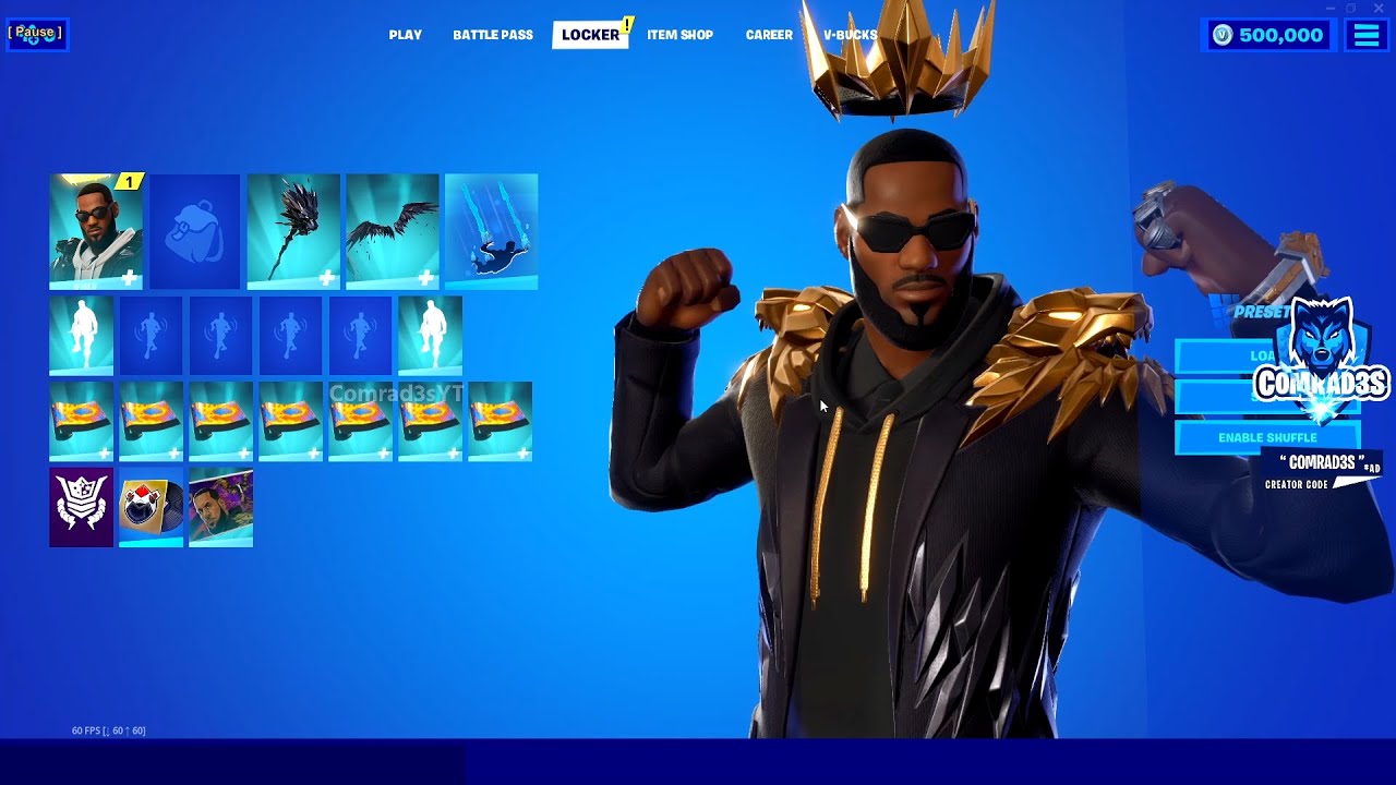 Fortnite LeBron James Skin Showcase - 2 LeBron James Skins, 2 Back Blings, Pickaxe, Glider