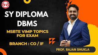 DBMS | Special Lecture | DBMS | SY DIPLOMA | K - Scheme 💻🚀