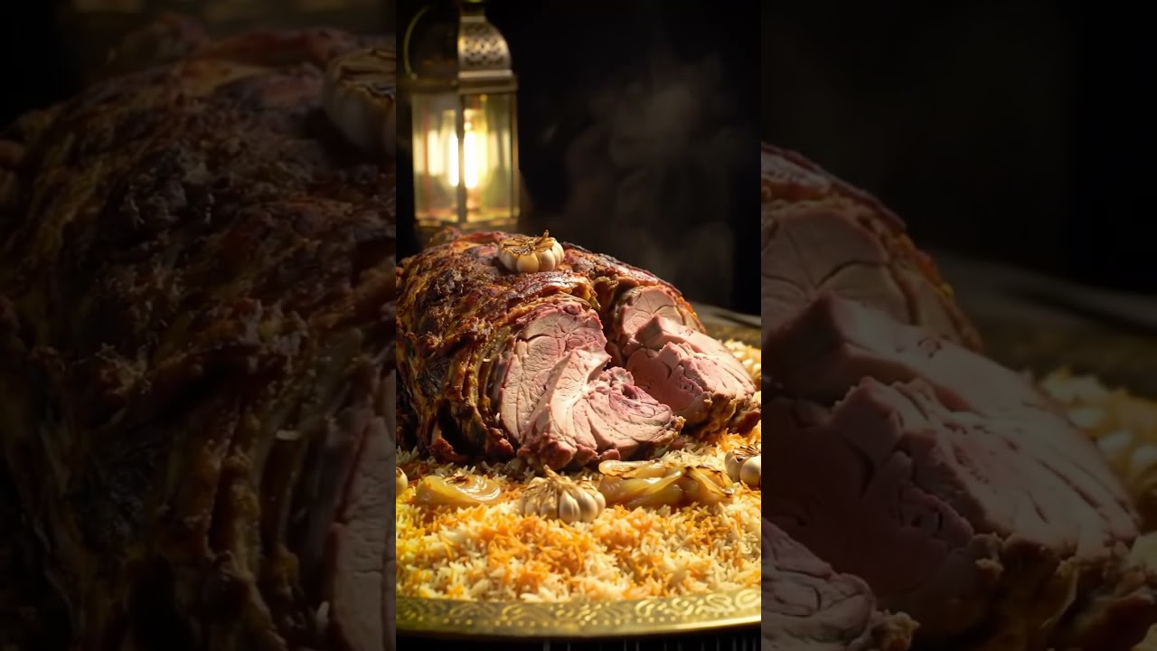 🥘 Golden Tray Camel Roast Goasht with Saffron Rice | Royal Arabian Feast