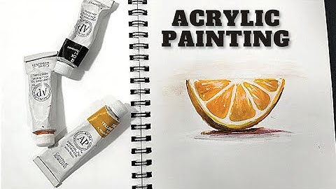 Painting realistic Orange slice | Timelapse acrylic painting