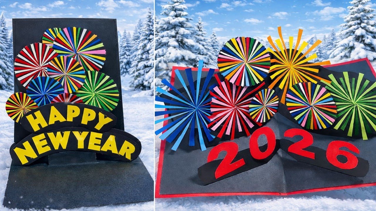 Happy New Year 2026 Pop Up Cards 🎆 | 2 Beautiful 3D Fireworks DIY | DG Handmade