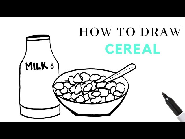 How To Draw Milk And A Bowl Of Cereal - EASY! 