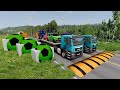 Flatbed Truck McQueen Transportation with Truck Pothole vs Car #5