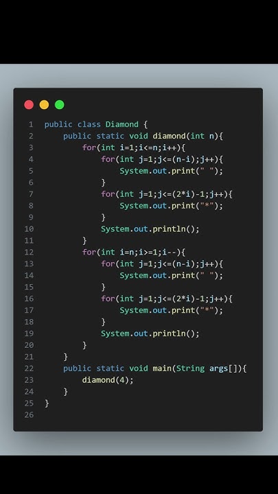 🔥 Java Diamond Pattern Program | Print Star Pattern in Java 🚀|#short # ...
