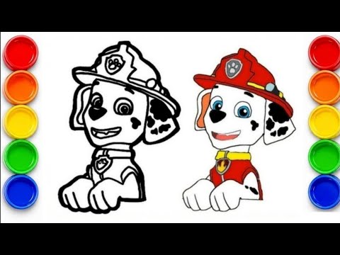 Drawing and colouring Paw patrol characters Marshall paw | Paw patrol | Marshall