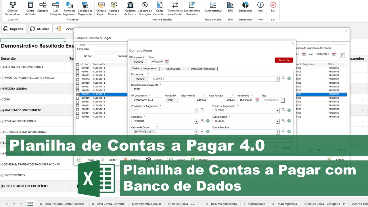 Planilha de Gestão Financeira com BD 4.0 Excel