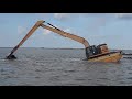 Amphibious excavator floating