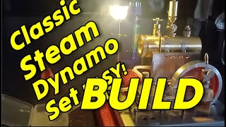 EASY BUILD Horizontal Steam Power Plant Mill Engine Classic Dynamo and Lamp #stirlingkit