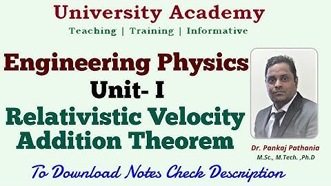 EP8: Relativistic Addition of Velocities | Velocity Addition Theorem