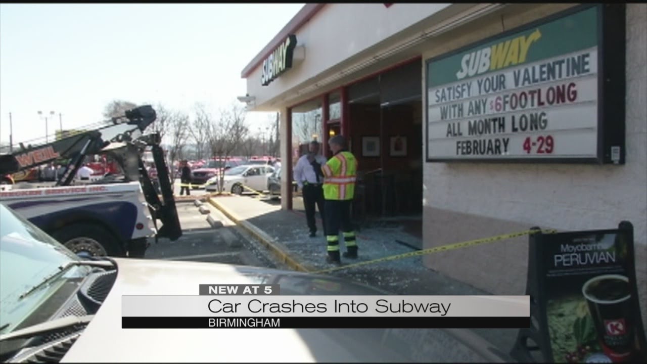 Car crashes into Subway - YouTube