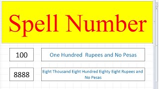 Spell Number in Excel 2007 | How to Convert Numbers into ...