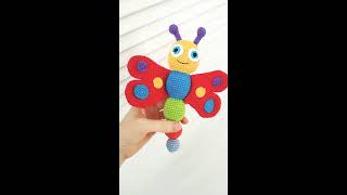 Baby rattle,Organic baby Rainbow rattle butterfly