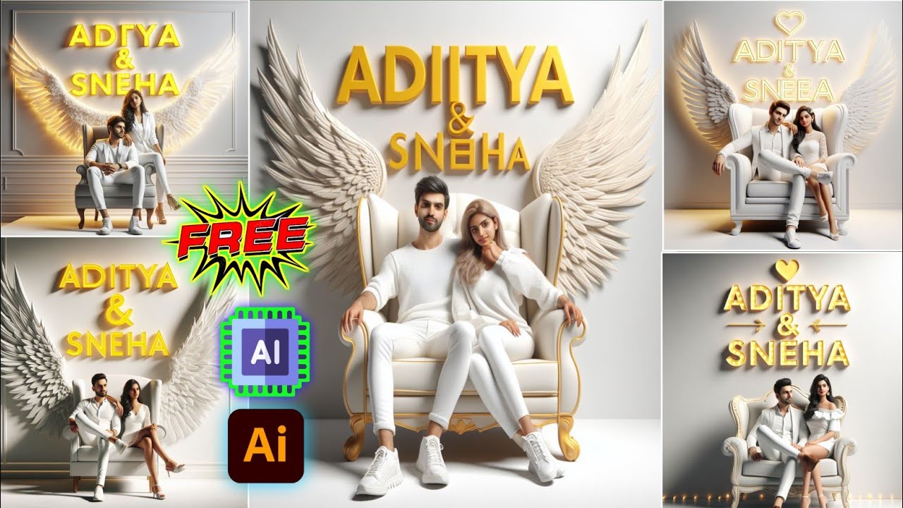 Create 3D Ai Wings Couple Images With Name photo editing | bing image creator tutorial | bing ai