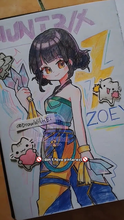 Gambar karakter Zoey fanart KPop Demon Hunters 🙌🏻✨ #drawing #art #shorts