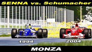 Iconic F1 Duel: Senna vs. Schumacher  Williams FW16 vs. Ferrari F2004 at Monza [Assetto Corsa]