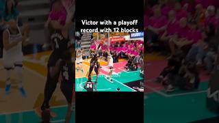 Victor Wembanyama with a playoff record of 12 blocks #nba #victor #playoffs #nbashorts