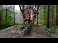 Building The Biggest And Coziest Treehouse Bushcraft Survival Shelter Forest Cabin 