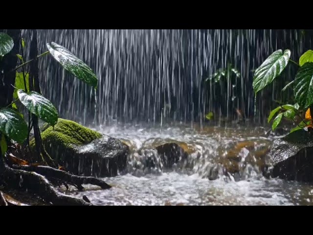 Calm Forest Creek ASMR | Rainy Stream Ambience & Piano for Focus & Meditation