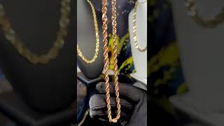 6mm 22in  Rose-Gold Diamond Cut Rope Chain.🔥  57.7 grams of solid 14kt rose gold. #gold #ropechain
