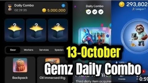 13 October Gemz Daily Combo Today | Gems Daily Combo Card Today |  Daily Combo Gemz🔥