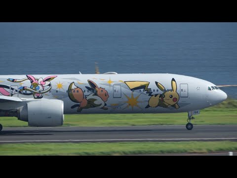 ANA Pokemon Livery Boeing 777-300ER JA784A Takeoff from