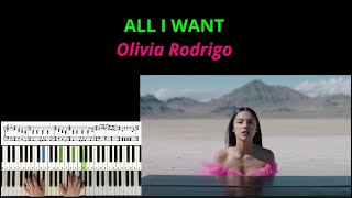 How To Play -  ALL I WANT - Olivia Rodrigo -  Easy Piano Tutorial + sheet