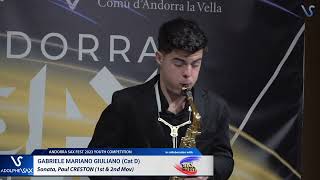 ANDORRA SAX FEST 2023: Gabriele Mariano Giuliano plays Sonata, Paul CRESTON (1st -2nd)