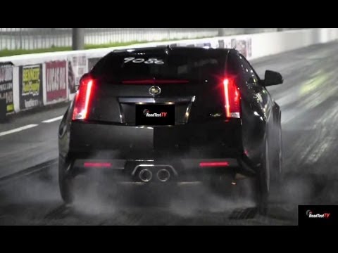 650 HP Shelby GT500 Mustang vs 556 HP CTS-V Drag Race Video - Heads Up - Road Test TV