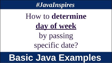 How to determine day of week by passing specific date? | Java Inspires