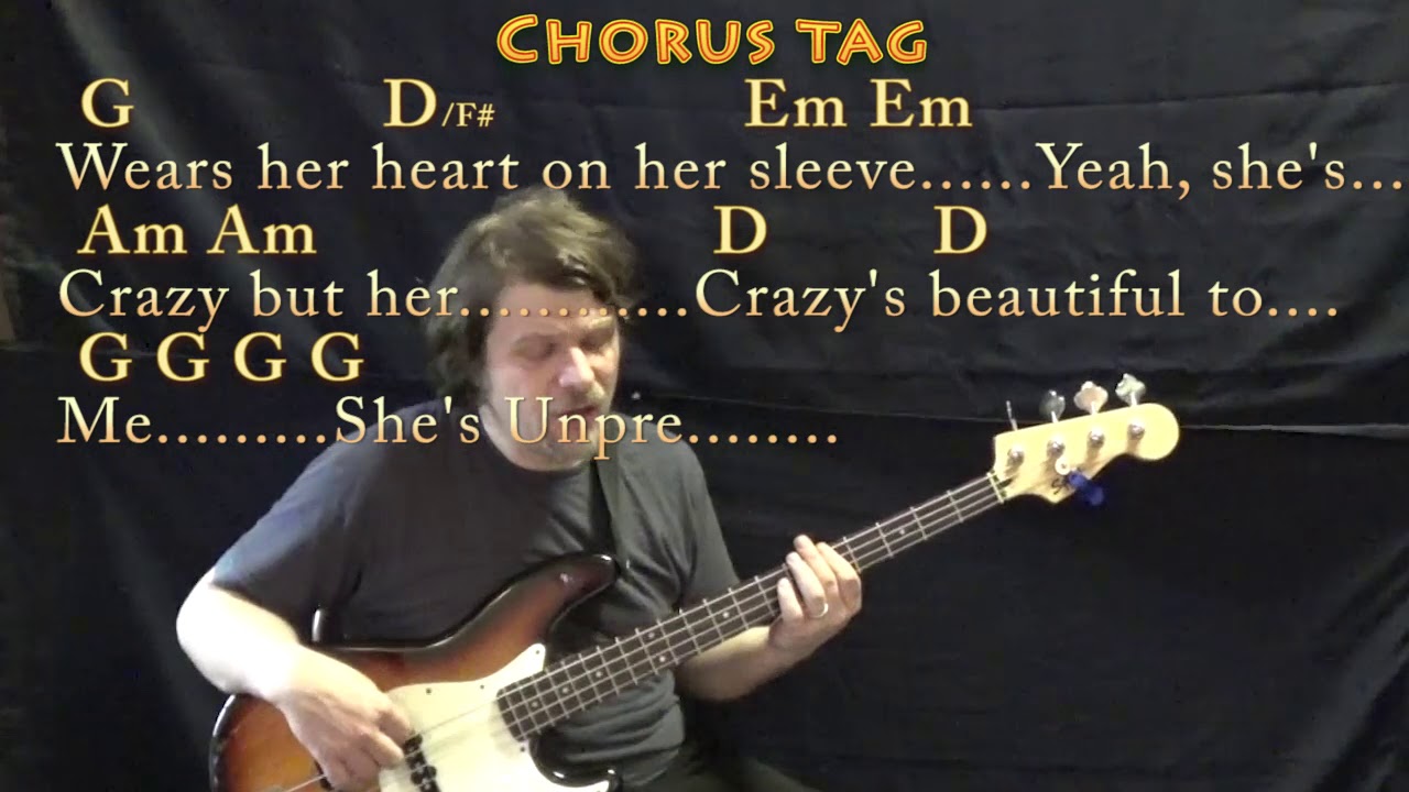 Beautiful Crazy (Luke Combs) Bass Guitar Cover Lesson in G with Chords