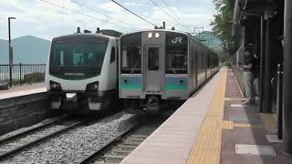 篠ノ井線 E127系A2編成 姨捨駅入線シーン